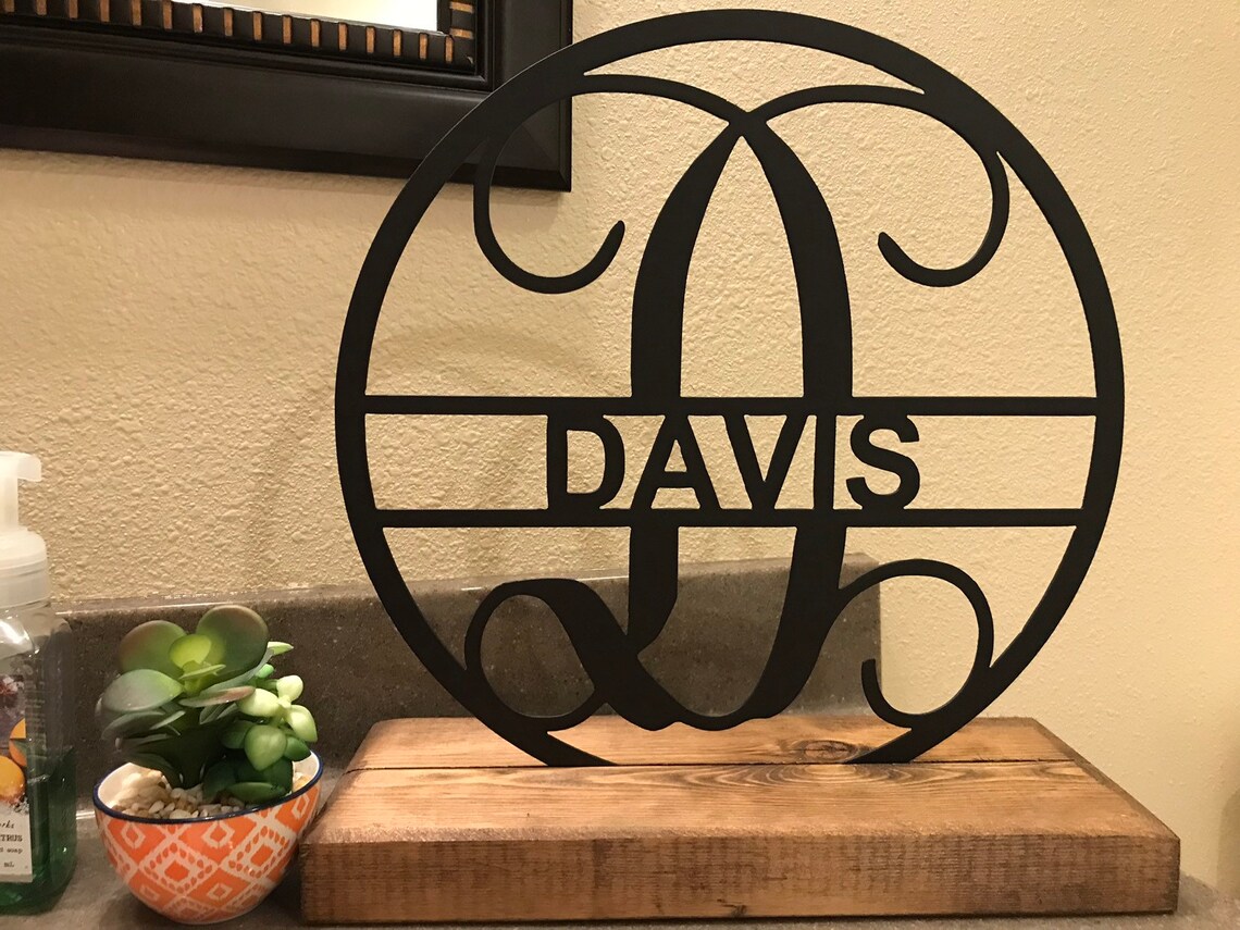 Monogram circle sign custom name monogram sign home decor Etsy