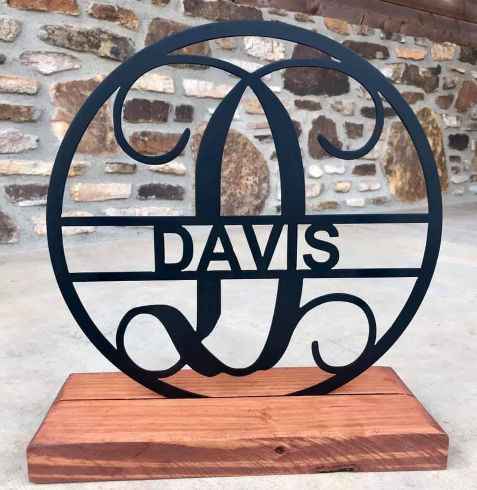 Monogram circle sign custom name monogram sign home decor Etsy