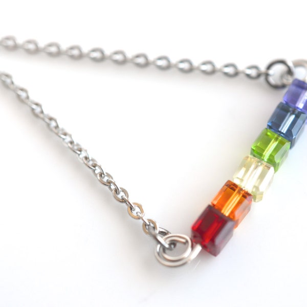 Swarovski crystal rainbow necklace, unisex jewelry, pride necklace, gay pride, Swarovski necklace, unisex necklace, gay pride jewelry