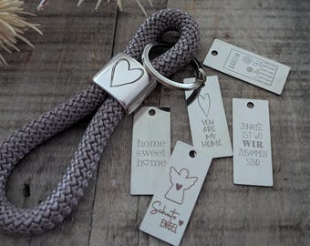 Schlüsselanhänger aus Segeltau Maritim, Schlüssel mit Herz, Hausschlüssel, Autoschlüssel