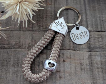 Schlüsselanhänger klein aus Segeltau mit Namensanhänger, Hausschlüssel, Autoschlüssel