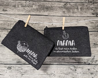 Filztasche bedruckt, Geschenk Muttertag, Geschenk Mama, Filzmäppchen