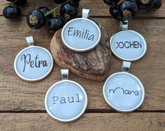 Cabochon mit Wunschtext oder Namen, personalisierter Anhänger zu Segeltau-Anhängern