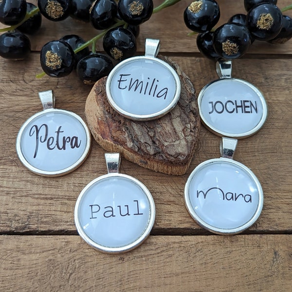 Cabochon mit Wunschtext oder Namen, personalisierter Anhänger zu Segeltau-Anhängern