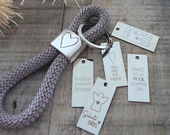 Schlüsselanhänger aus Segeltau Maritim, Schlüssel mit Herz, Hausschlüssel, Autoschlüssel