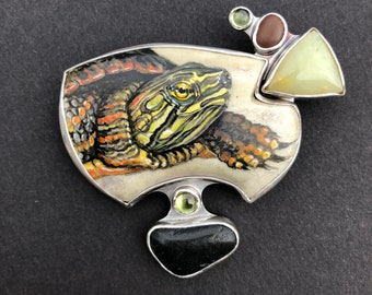 Painted Turtle pin/pendant