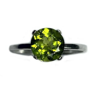 Genuine Peridot Ring in 925 Sterling Silver, natural green gemstone ring