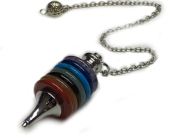 Péndulo de piedras preciosas de chakras para radiestesia, colgante para equilibrar chakras, 1 péndulo con respuesta sí/no y tablero de radiestesia