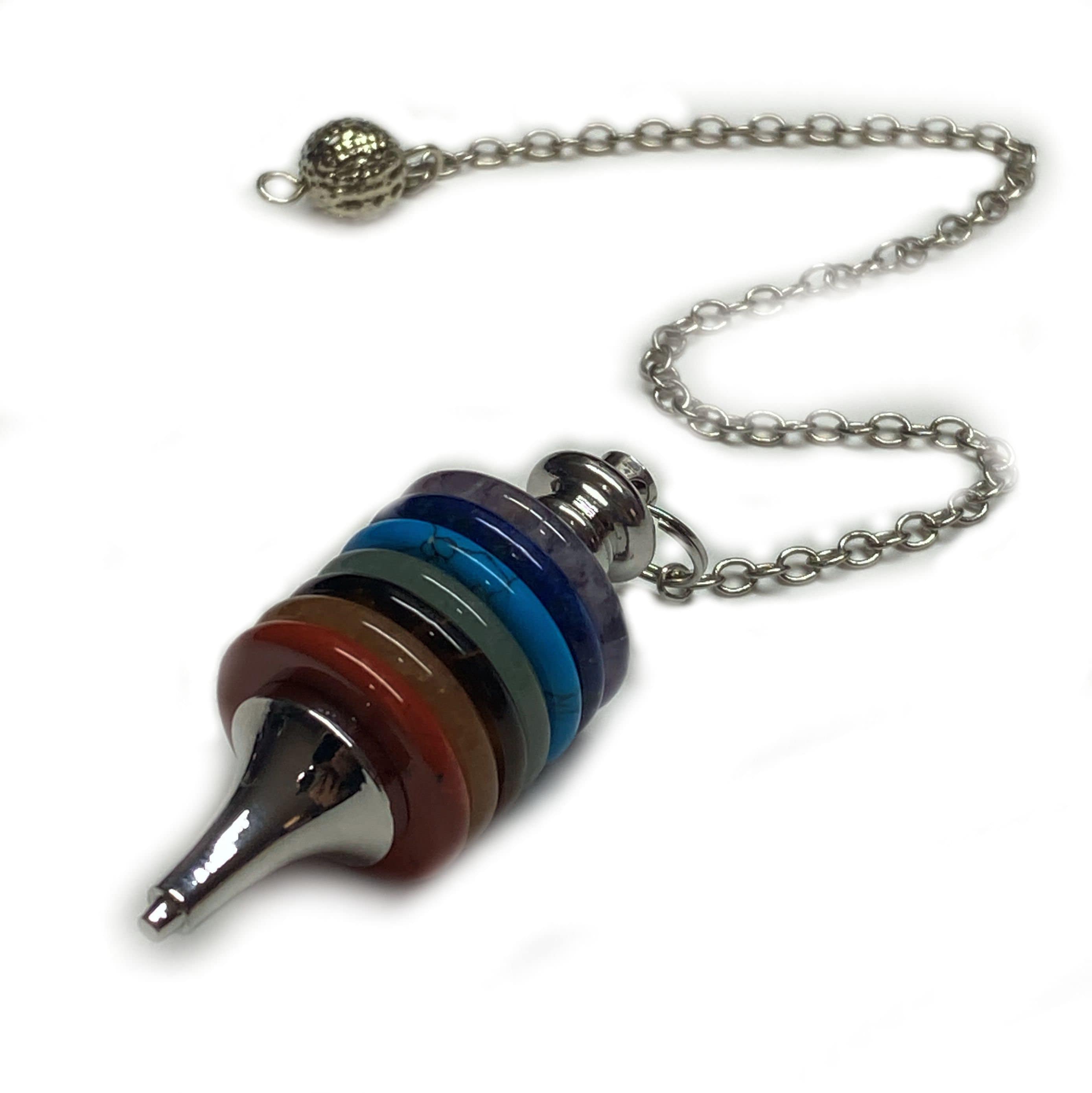 Chakra Gemstone Pendulum for Dowsing, Chakra Balancing Pendant, 1