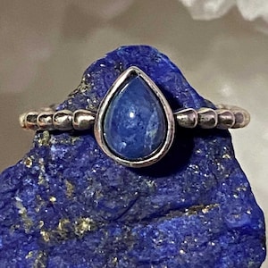 Sodalite Ring in 925 Sterling Silver, stacking silver ring with blue gemstone
