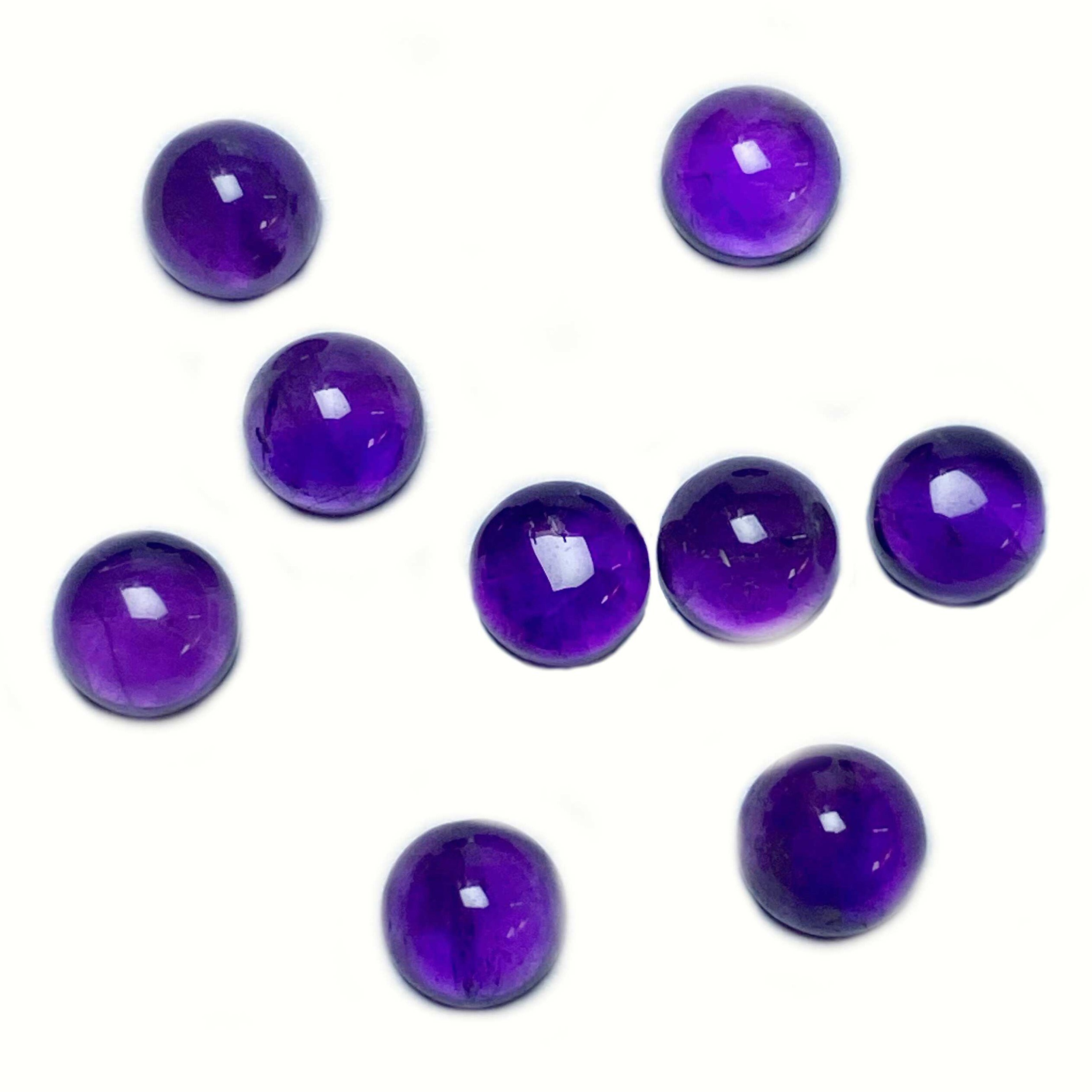 5 mm アメジスト ラウンド カボション、ルース パープル