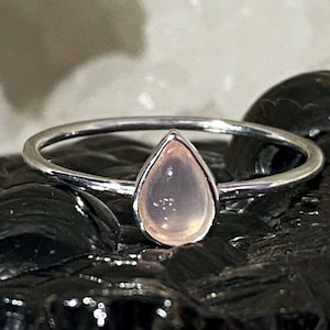 Rose quartz Silver Ring, Size 7, Natural Pink Gemstone Ring