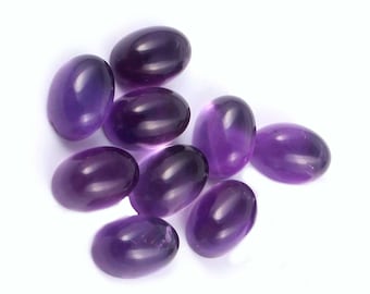 Amethyst Oval Cabochon, 7x5 mm loose purple Gemstone for jewelery making