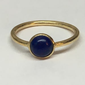Tiny Lapis Lazuli Ring size 5 1/4, Gold ring with blue gemstone, stacking blue gemstone ring, gold-filled stackable ring