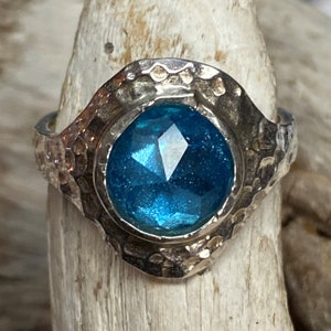Blue Topaz Ring in 925 Sterling Silver, Swiss Blue Solitaire Ring, December Birthstone Ring, blue gemstone
