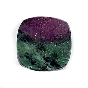 May include: A green and purple gemstone with a smooth, polished surface. The gemstone has a unique, layered pattern of colour.