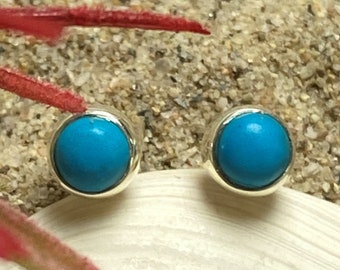 Arizona Turquoise Stud Earrings in 925 Sterl;ing Silver, Sleepy Beauty Turquoise December birthstone Jewellery