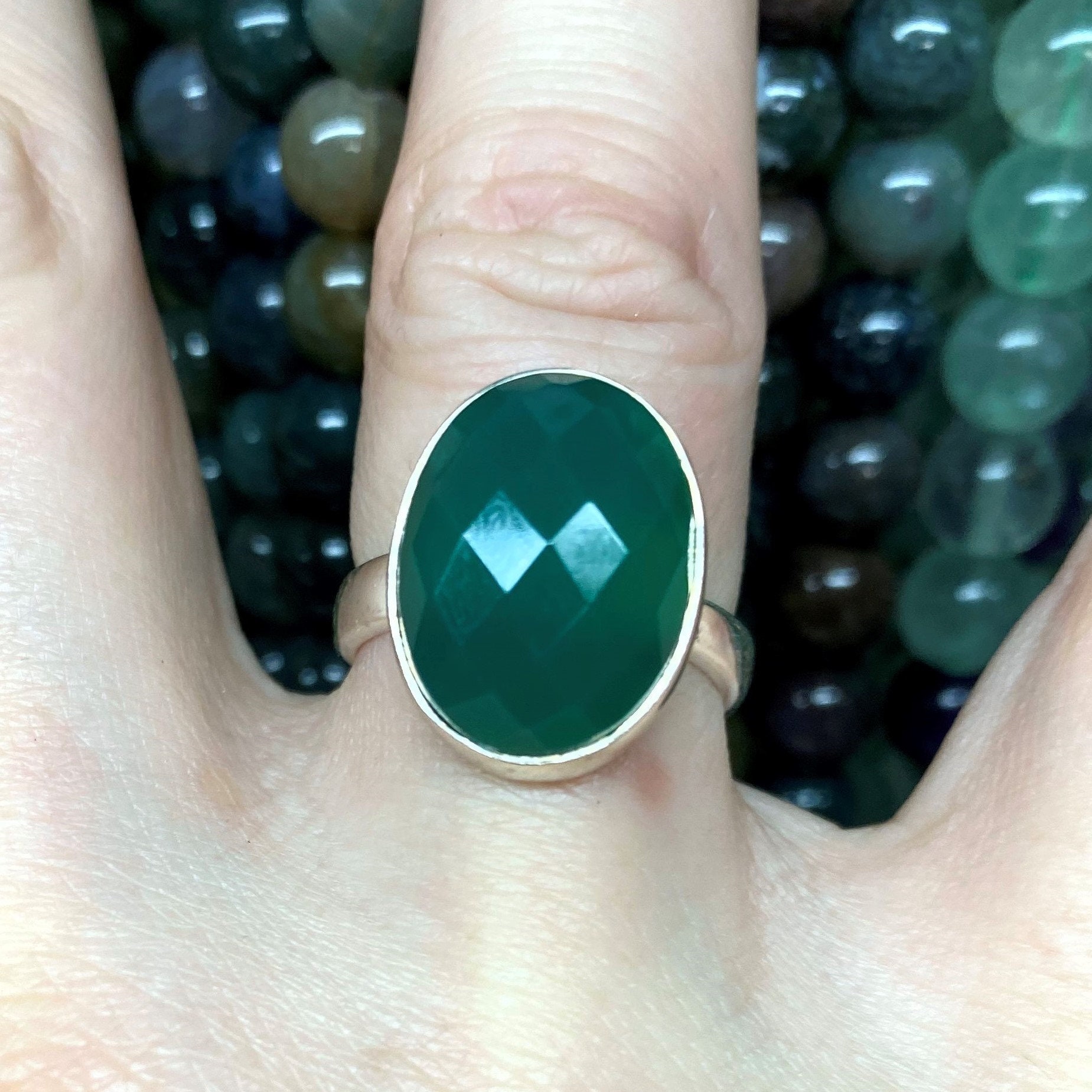 Green Onyx Ring in Sterling Silver 15x10mm Oval green Onyx Etsy
