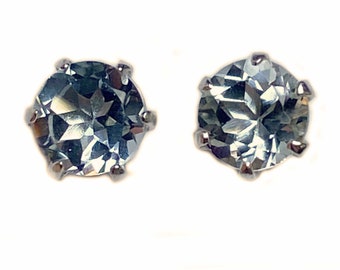 Natural White Topaz Stud Earrings in 925 Sterling Silver