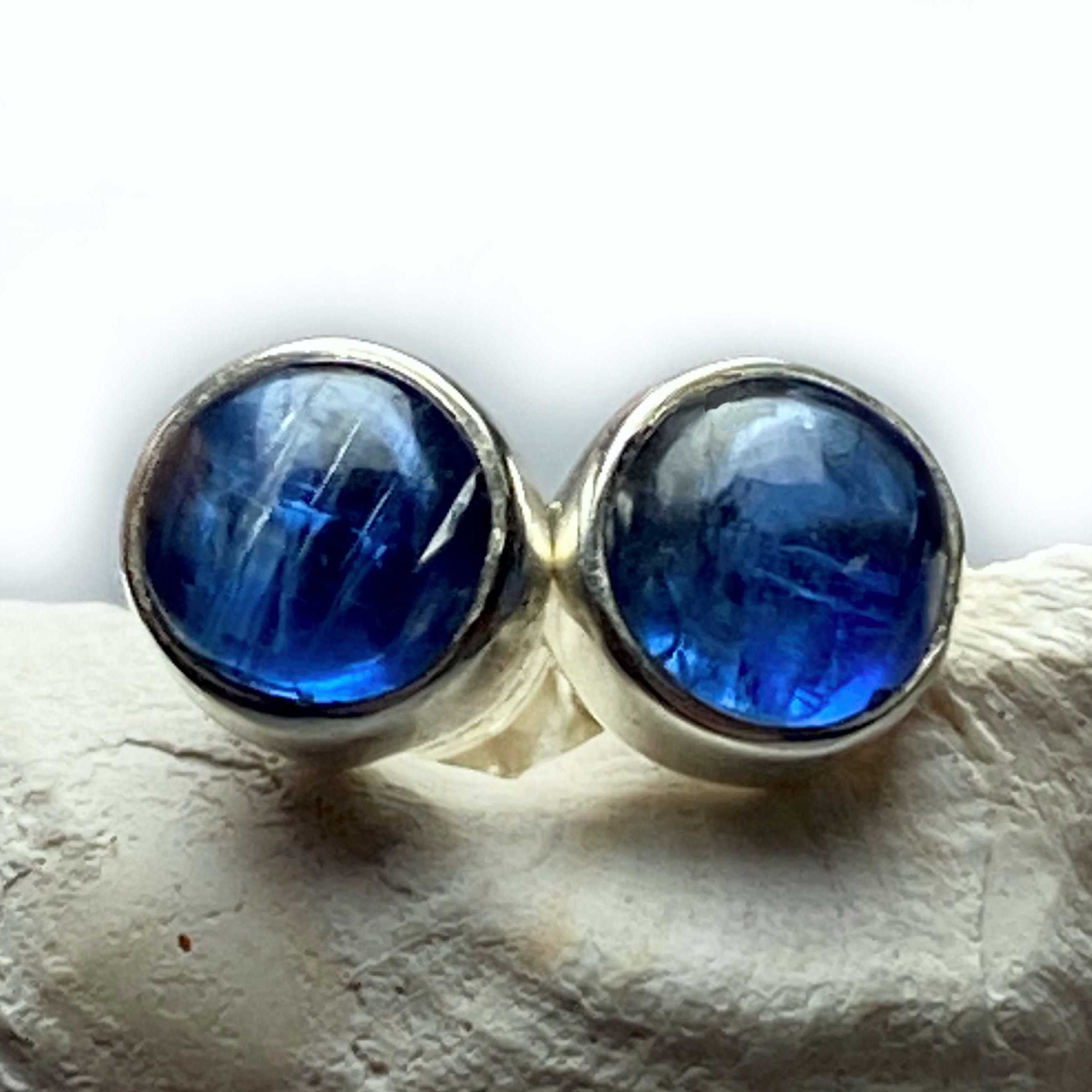 Kyanite Natural Blue 14mm Coin Gemstone .925 Sterling Silver Earrings 1 3/4" Kyanite Natural Blue 14mm Coin Gemstone .925 Sterling Silver Earrings 1 3/4"