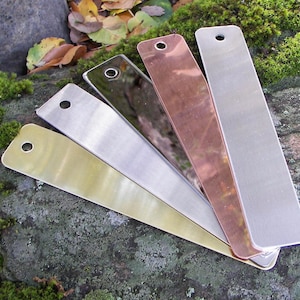 Metal Bookmark Blanks (5-400): Aluminum, Brass, Copper, or Stainless Steel (1" x 5")