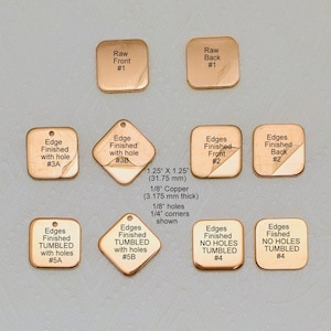 Copper Square Blanks: Raw or Finished, Jewelry Making Supplies (1.25&quot; x 1.25&quot;)