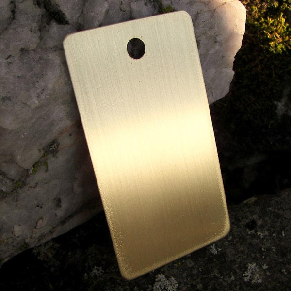 Brass Luggage tag (10) 2" x 3.5" 20 gauge (.032"), Brass Stamping Blank, Brass Tag, Brass Back Pack Tag, For Hand Stamping