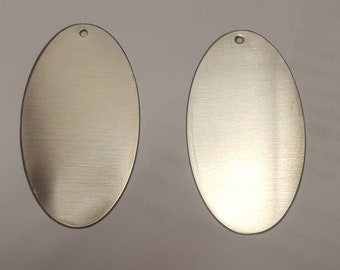 Stainless Ovals FINISHED 1.375&quot; x 2.5&quot; (5-400), 22 gauge #4 finish, PlasmaCam cut, ovals Smooth Blanks, Hand Stamping Supplies