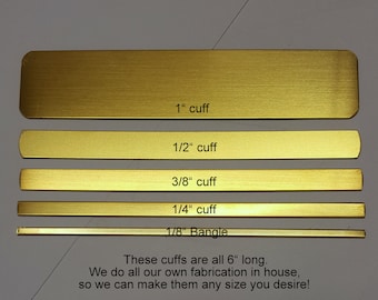 Brass Cuffs 3/8&quot; x ...... (5-400) 16 gauge (.050&quot;) Brass FINISHED CUFFS finished strips, Stamping Blanks, bracelet, etc.