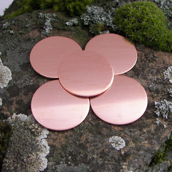 Copper 1.25" round discs w/FINISHED EDGES (5-400) circles w/pvc protection Smooth Blanks, Engraving or Hand Stamping Supplies