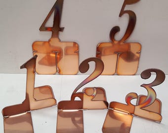 Copper Wedding Table Numbers (1-25): Freestanding, 4-Inch