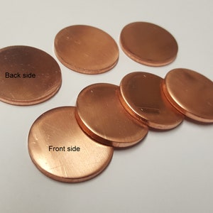 Copper 1/8 thick discs, 3/4 to 2 5-400 RAW/FINISHED Blanks, Finishing options, Engraving and Hand Stamping Supplies image 4