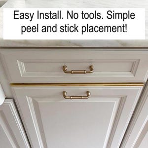 Brass Drawer Topper: Ready to Install, 16 Gauge Solid Brass, 3M Tape