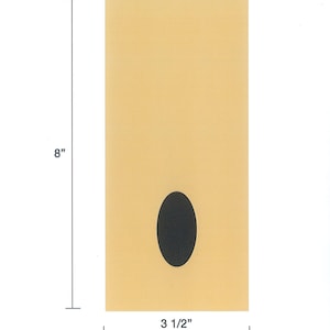 May include: A rectangular, light tan card with a black oval shape in the center. The card measures 8 inches in height and 3 1/2 inches in width. The image is a product shot, likely for an Etsy listing.