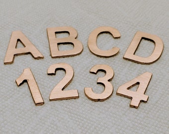 Copper letters 1.25&quot; tall (5-400), 36 ounce, 18 gauge, .0485&quot; thick, deburred, edges cleaned up and hand finished