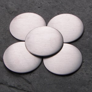 Bret & Kerri's Stainless 1" and 1.25" round stainless steel discs, (5-1000) circles (18 gauge) w/pvc protection