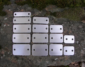 Aluminum 18 ga. (.040&quot;), (10) two hole tags, Key Chain, Key Fob, Smooth Aluminum Blanks, Engraving or Hand Stamping Supplies