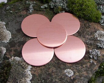 Copper (200) 1" round discs, circles w/pvc protection Smooth Blanks, Hand Stamping Supplies, For Hand Stamping