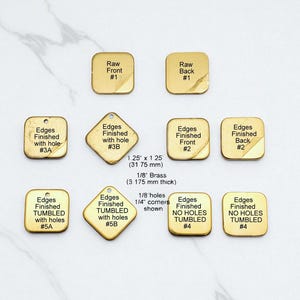 Brass 5/8&quot; Squares (10-200), Finished, 18ga. .040&quot;, Stamping/Engraving Supplies