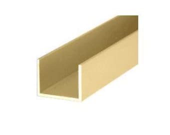 May include: A gold-colored metal U-shaped trim molding. This trim is commonly used for decorative purposes in home improvement projects.