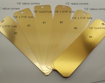 Bookmarks Brass 1.75&quot; x 7&quot;, 20 ga. (.032&quot;) SOLID Brass (5-400)   Engraving or Stamping Blank, Brass Book Marker, Brass Tag, Brass Blank