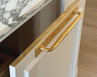 Brass drawer protection in 16 gauge (.050&quot;)  solid brass w/two counter sunk holes & brass screws, finished edges