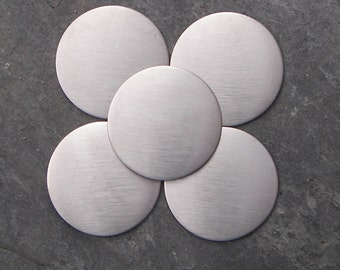 Aluminum (5) 1/4" to 1 1/4" round discs, circles w/pvc protection Smooth Blanks, Hand Stamping Supplies, For Hand Stamping