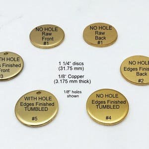 Pezzi grezzi per stampaggio/incisione in ottone: 1/8&quot; di spessore, grezzi o rifiniti, dischi da 1/2&quot;-2&quot;