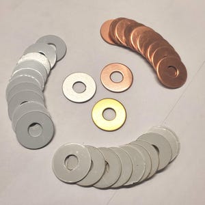 Metal Washers: Copper, Brass, or Aluminum - 1" OD, 3/8" ID image 1