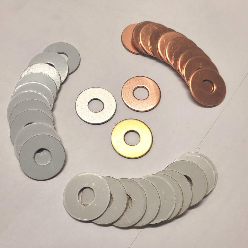 Metal Washers: Copper, Brass, or Aluminum - 1" OD, 3/8" ID image 1