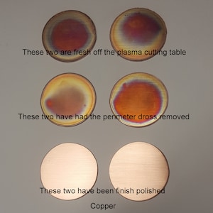 Copper 1.5&quot; discs, .125&quot;, 1/8&quot; thick Copper, (10-400), circles, Plasma cut Blanks, Hand Stamping Supplies, For Hand Stamping