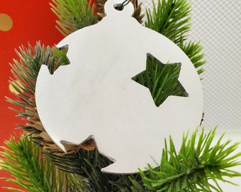 Christmas STARRED GLOBE Ornament, 12 gauge .080"  aluminum Hand Stamping Supplies, For Hand Stamping