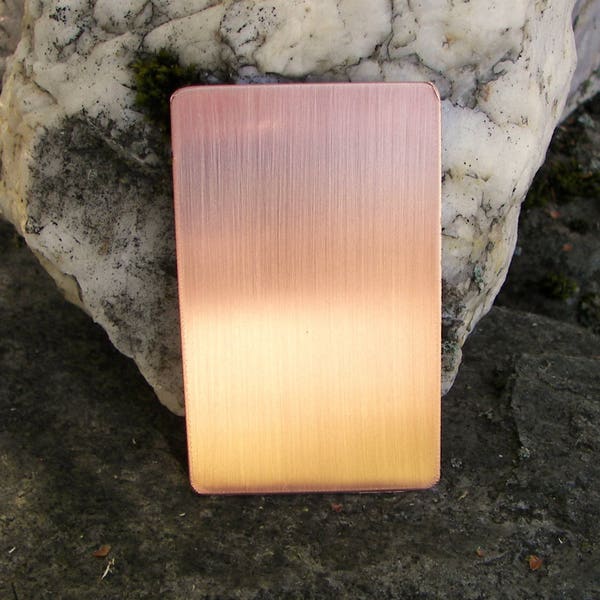 Copper Credit/wallet card, 2 1/8" x 3 3/8" (5-200), 20 ounce (.027") to 1/8" (.125") thicknesses, Ready to stamp or engrave