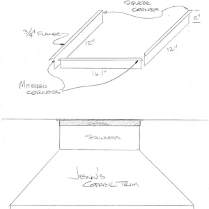 Jenn&#39;s Copper hood/ceiling trim in 36 ounce, 18 gauge, .0485&quot; solid copper as detailed below